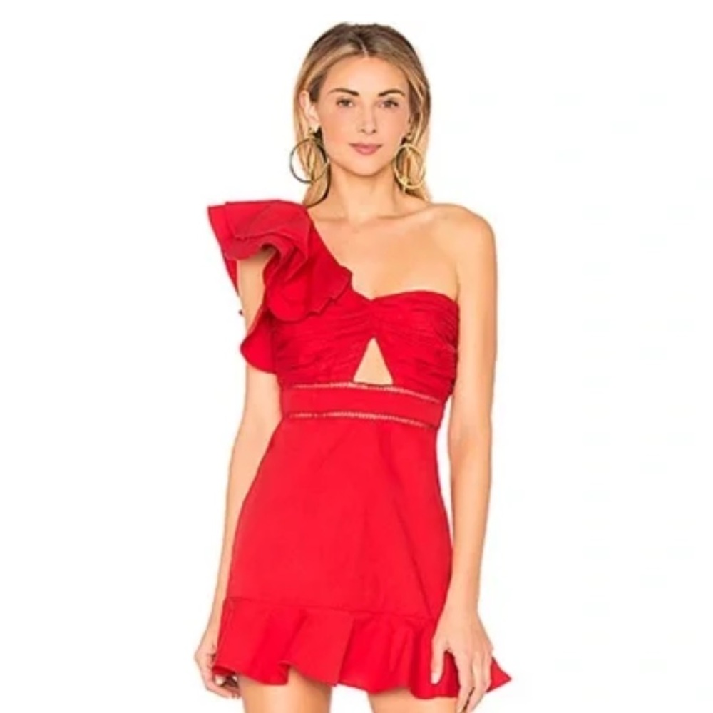 Tularosa Marina Red One Shoulder Mini Dress